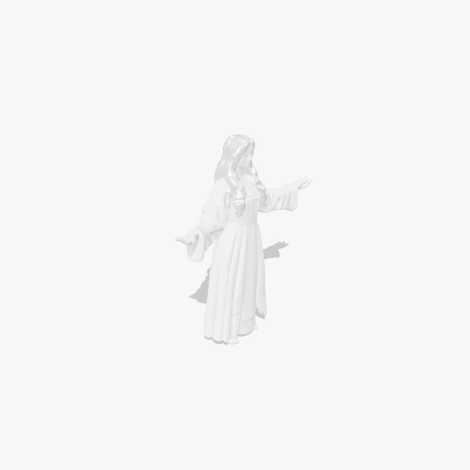 Elegant Medieval Noblewoman D Character Model with Flowing Dress